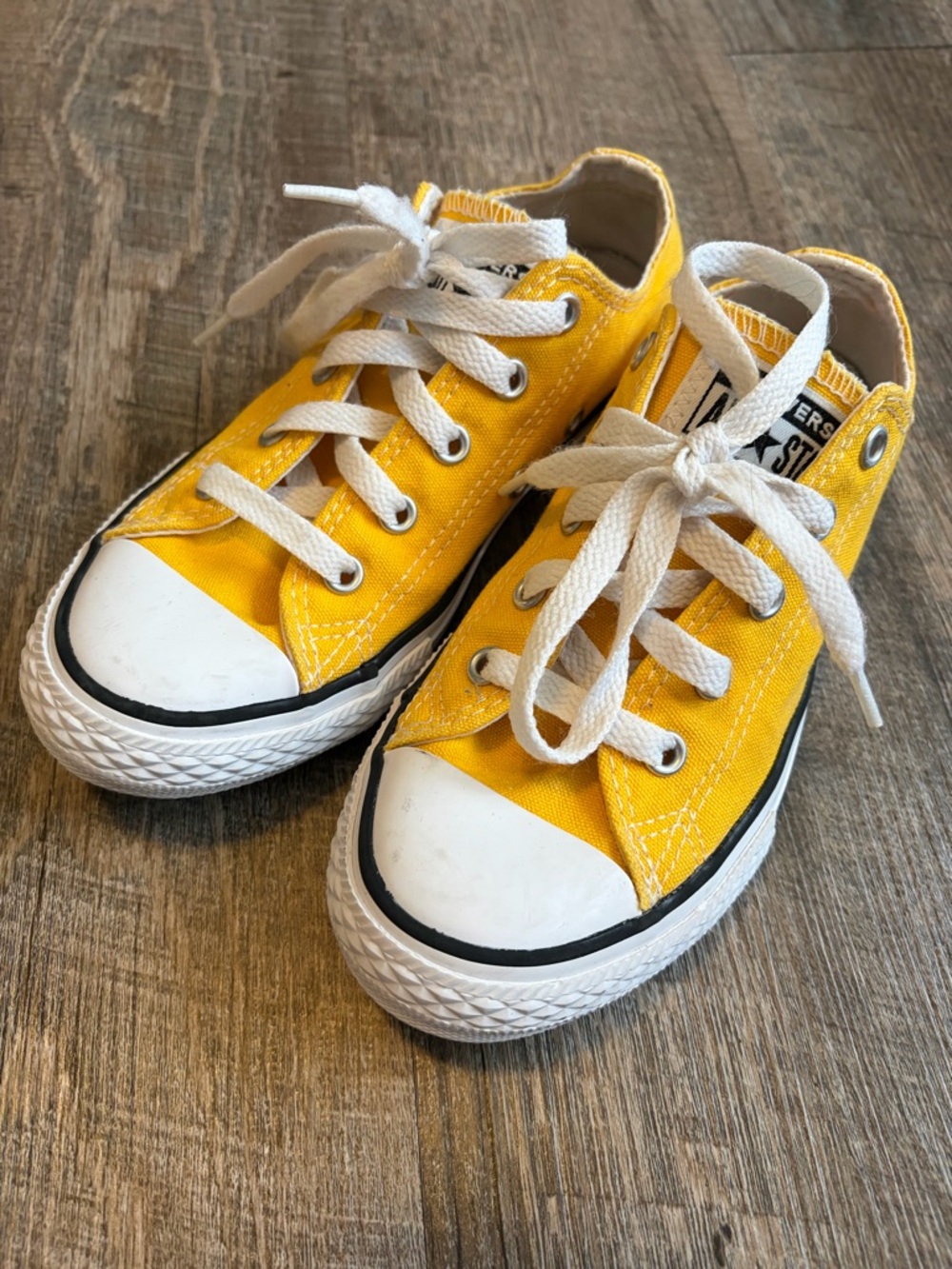 Converse Yellow Low-Top Kids Canvas Sneakers with White Accents